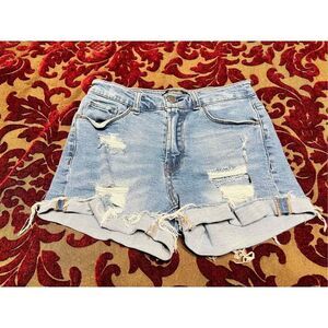 Black Label White Washed Distressed Denim Shorts Size Small